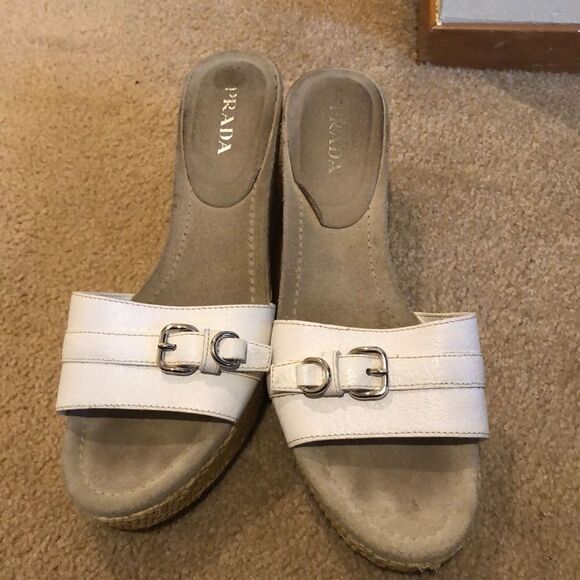 𝅺prada white wedges - Picture 1 of 4